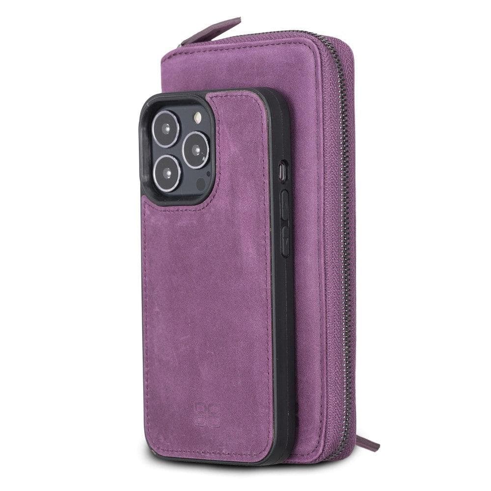 Detachable Leather Zipper Wallet Cases for Apple iPhone 13 Series iPhone 13 Pro Max 6.7" / Purple Bouletta LTD