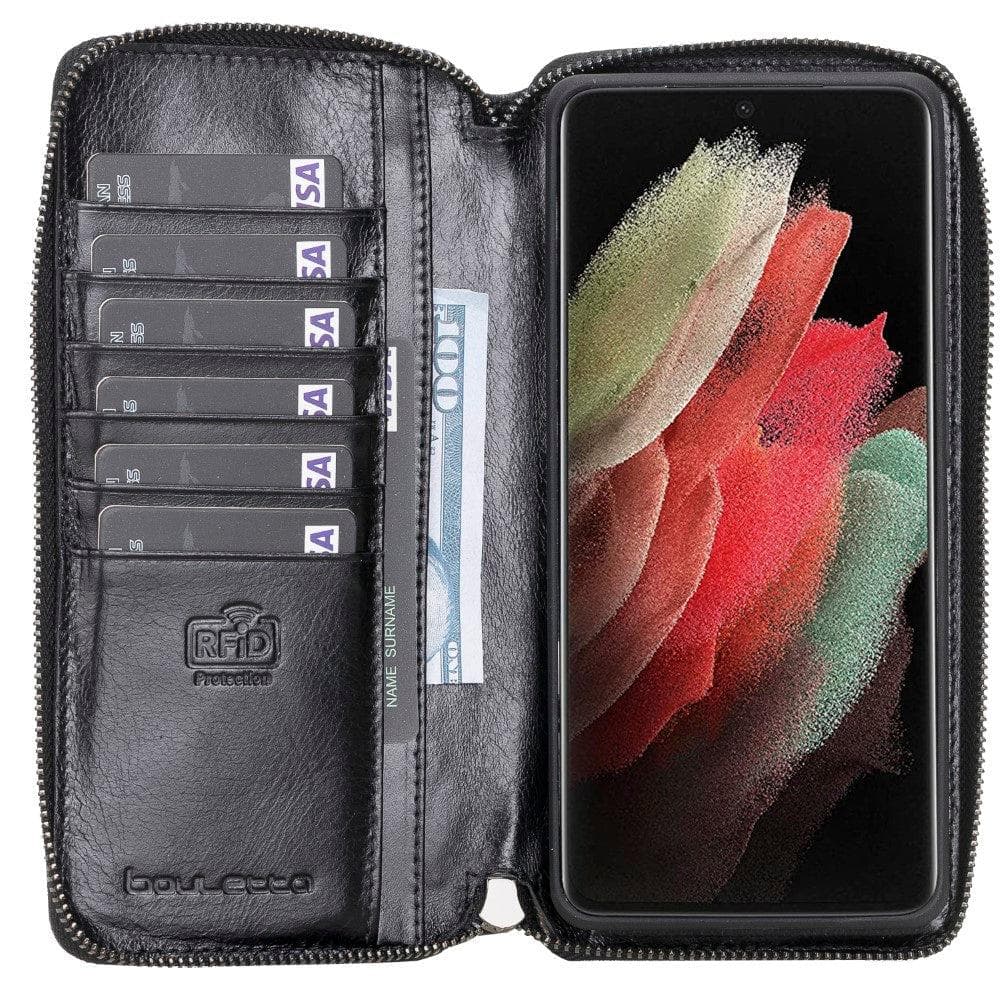 Detachable Leather Zipper Wallet Cases for Samsung Galaxy S21 Series Bouletta LTD