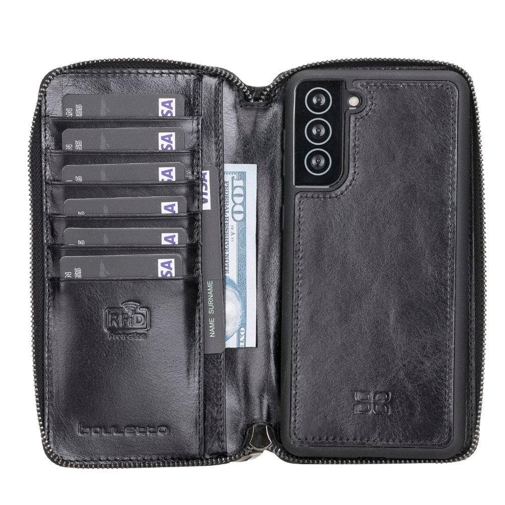 Detachable Leather Zipper Wallet Cases for Samsung Galaxy S21 Series S21 / Black Bouletta LTD