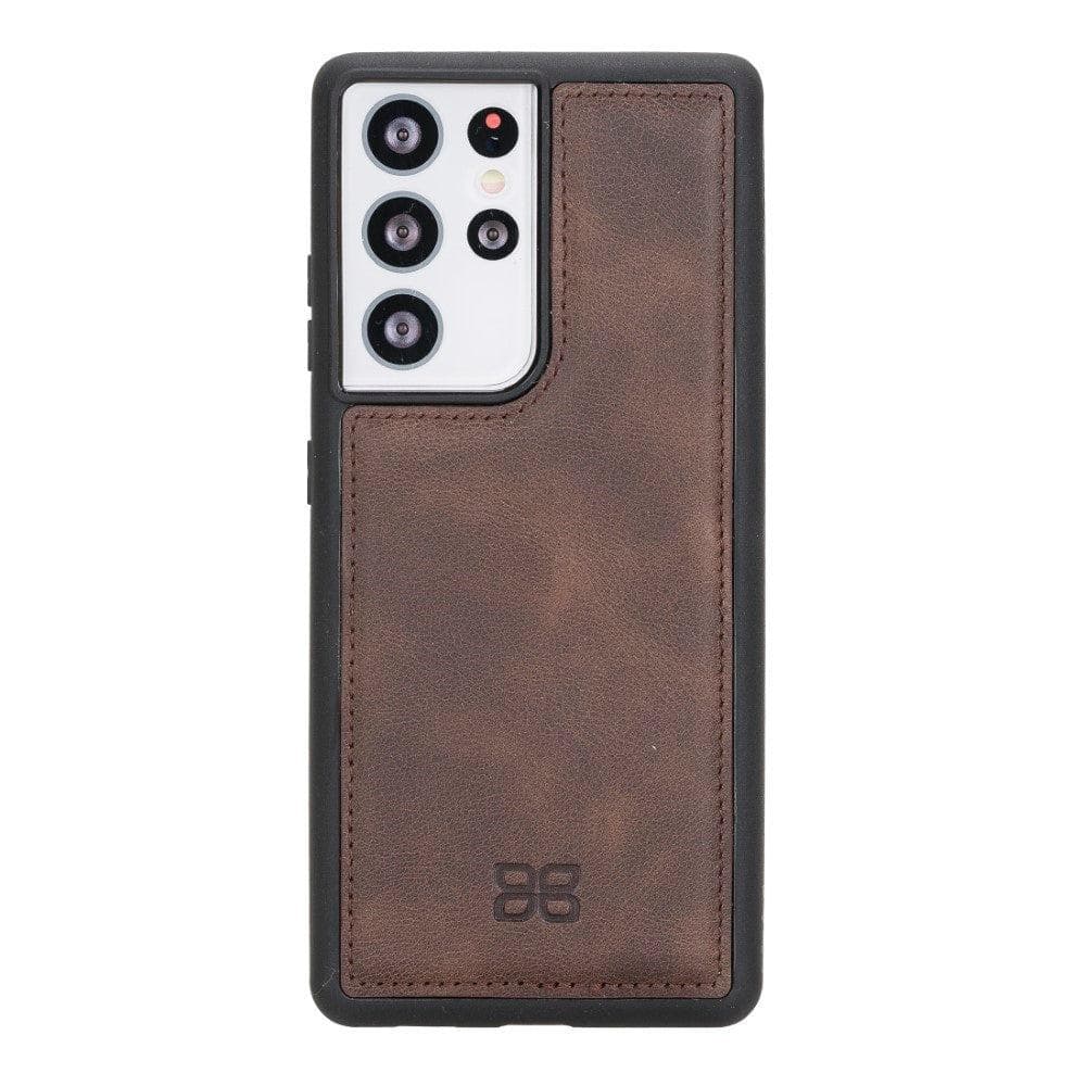 Flex Cover Back Leather Cases for Samsung Galaxy S21 Series S21 Ultra 6.8" / Dark Brown Bouletta LTD