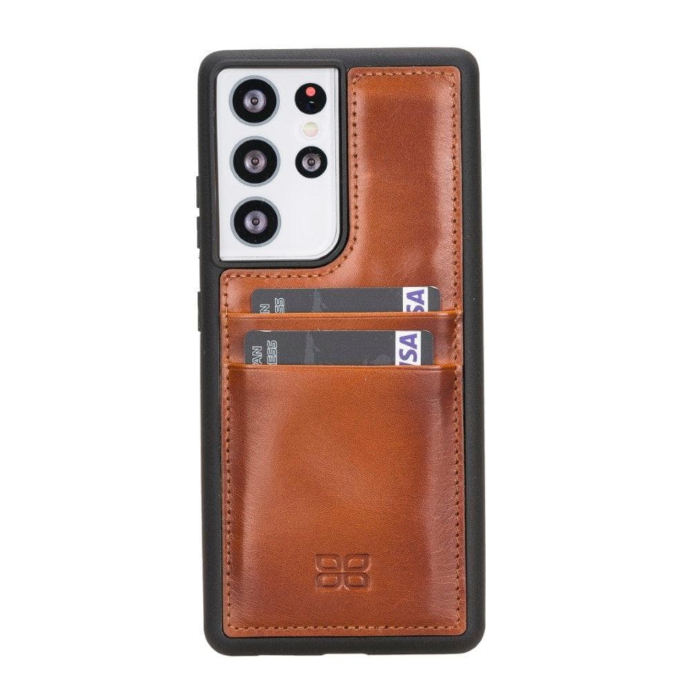 Flex Cover Back with Card Holder Leather Cases for Samsung Galaxy S21 Series S21 Ultra 6.8" / Tan Bouletta LTD