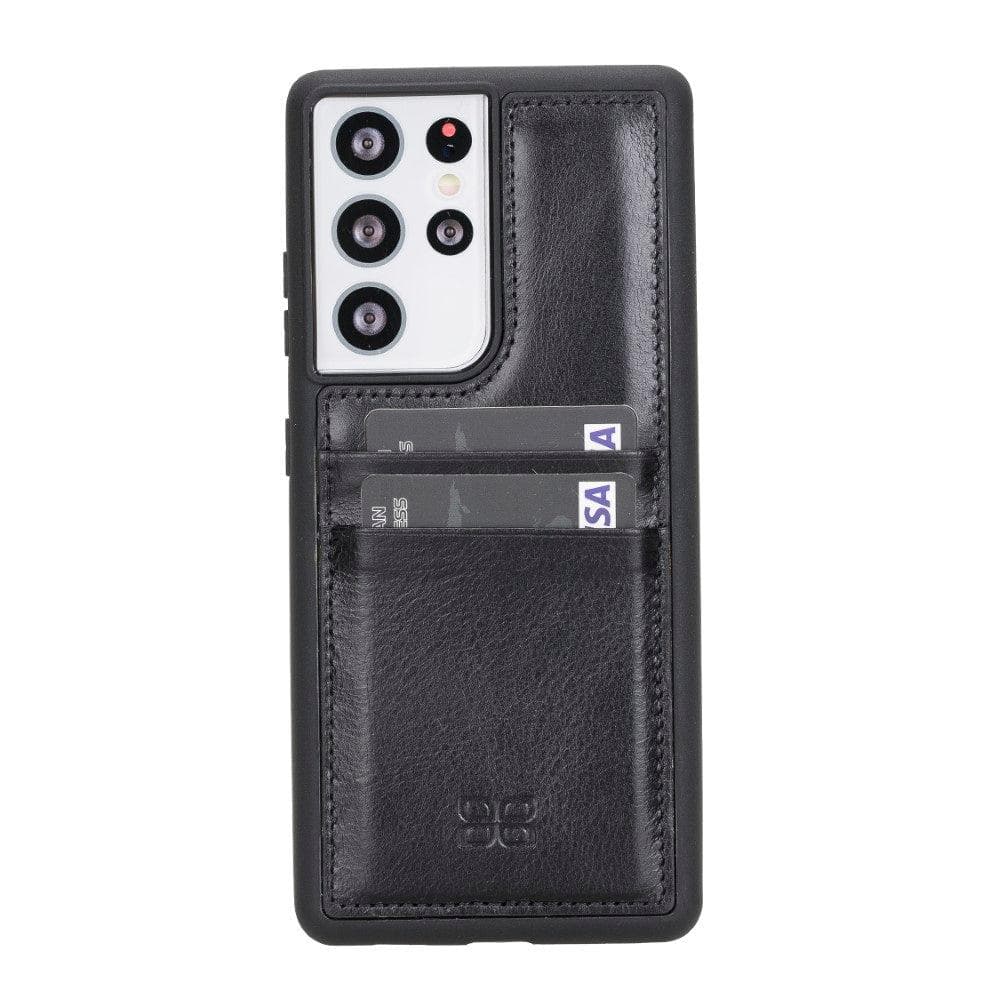 Flex Cover Back with Card Holder Leather Cases for Samsung Galaxy S21 Series S21 Ultra 6.8" / Black Bouletta LTD