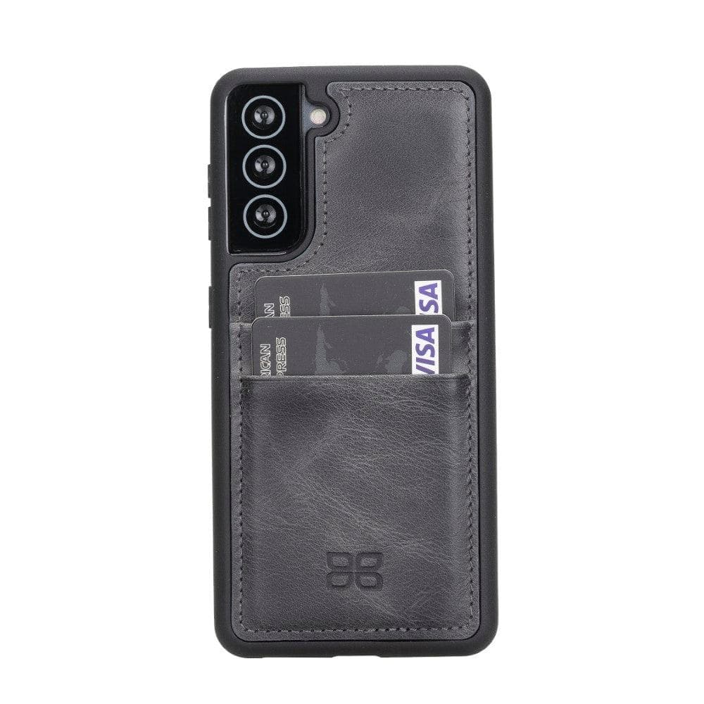 Flex Cover Back with Card Holder Leather Cases for Samsung Galaxy S21 Series S21 6.2" / Gray Bouletta LTD