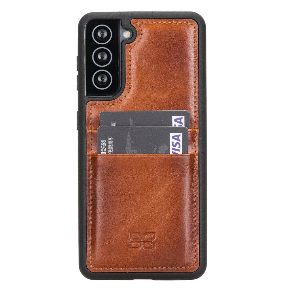 Flex Cover Back with Card Holder Leather Cases for Samsung Galaxy S21 Series S21 6.2" / Tan Bouletta LTD
