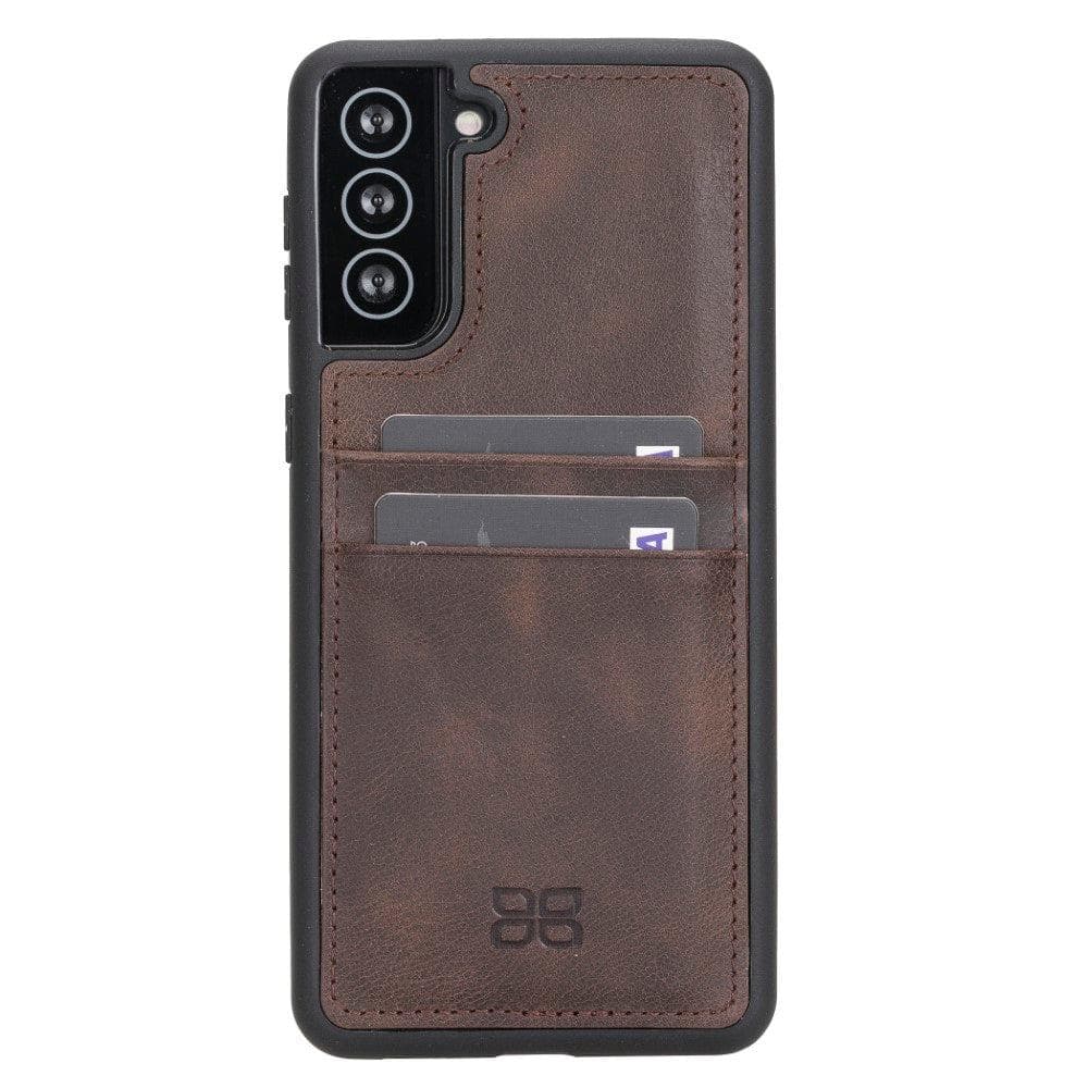 Flex Cover Back with Card Holder Leather Cases for Samsung Galaxy S21 Series S21 Plus 6.7" / Dark Brown Bouletta LTD
