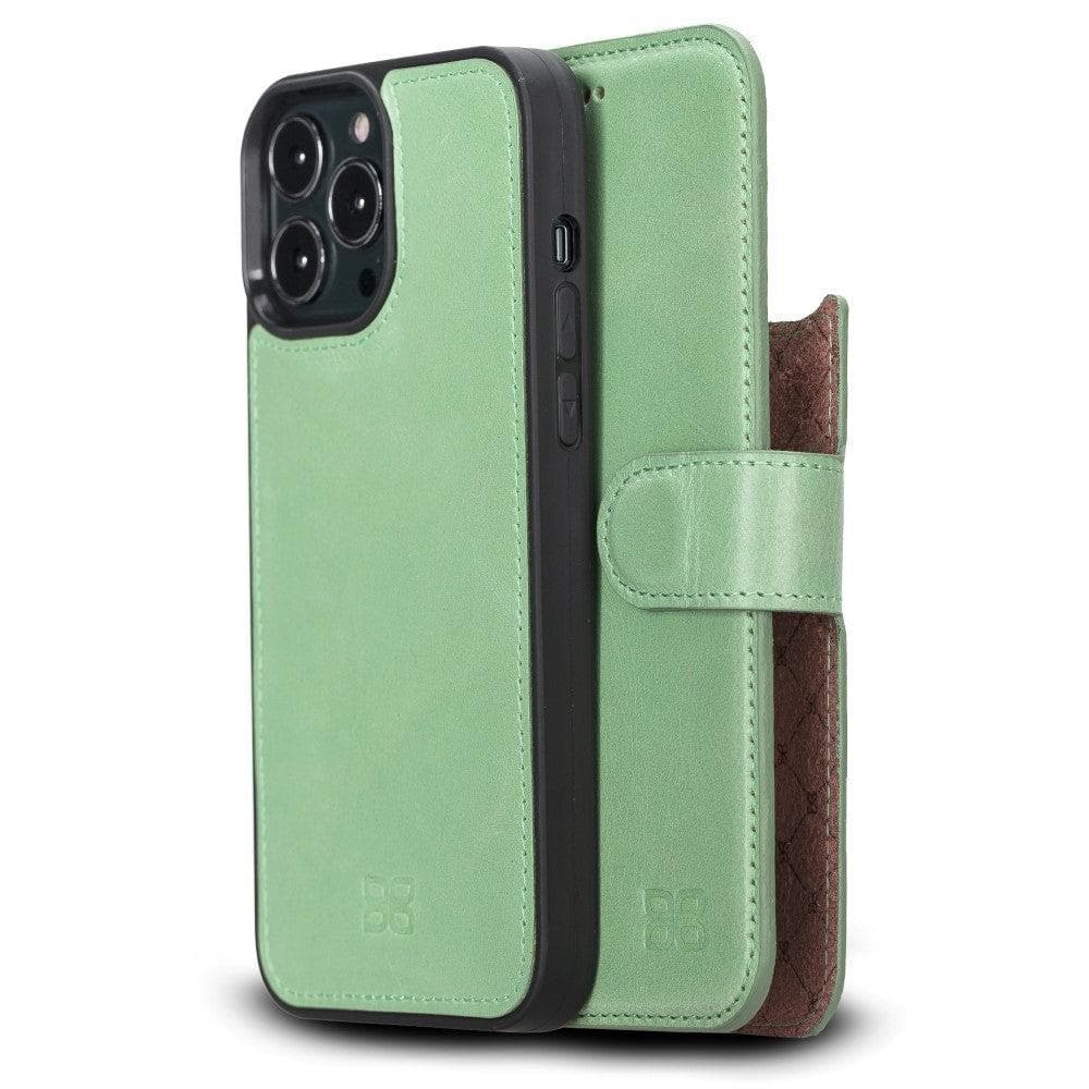 Limited Edition Apple iPhone 13 Pro Max and iPhone 13 Pro Detachable Leather Wallet Case Light Green / iPhone 13 Pro Max 6.7" Bouletta LTD