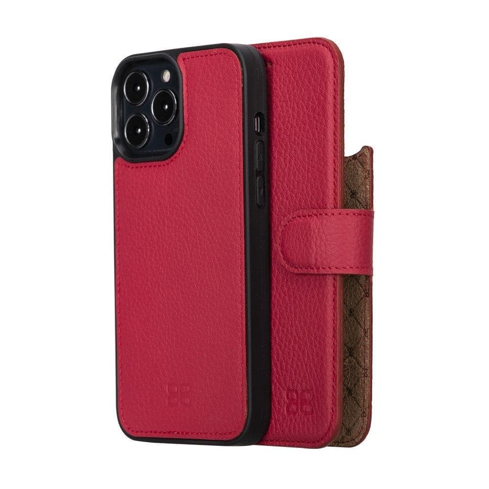 Limited Edition Apple iPhone 13 Pro Max and iPhone 13 Pro Detachable Leather Wallet Case Crimson / iPhone 13 Pro Max 6.7" Bouletta LTD
