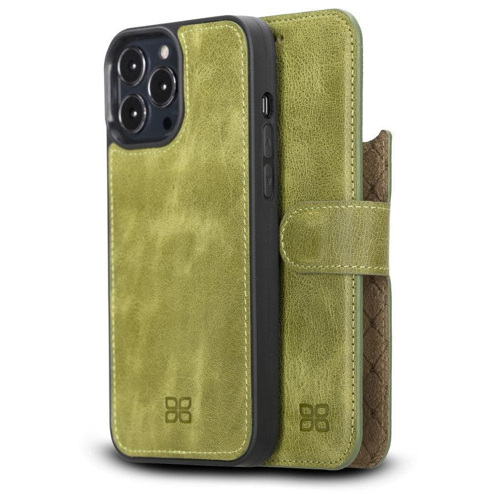 Limited Edition Apple iPhone 13 Pro Max and iPhone 13 Pro Detachable Leather Wallet Case Yellow Green / iPhone 13 Pro Max 6.7" Bouletta LTD