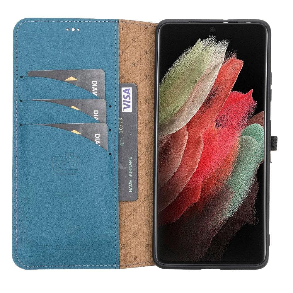 Magnetic Detachable Leather Wallet Cases for Samsung Galaxy S21 Series S21 Ultra 6.8" / Blue Bouletta LTD