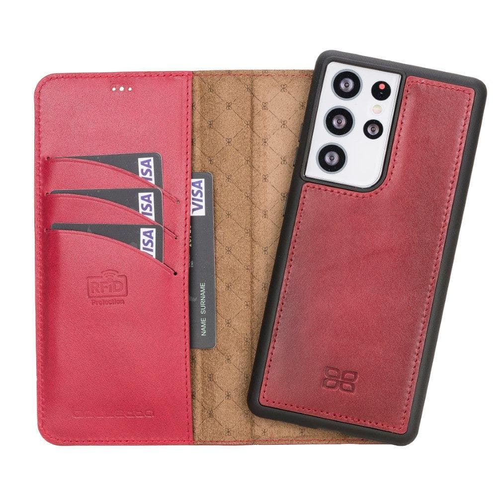 Magnetic Detachable Leather Wallet Cases for Samsung Galaxy S21 Series S21 Ultra 6.8" / Red Bouletta LTD
