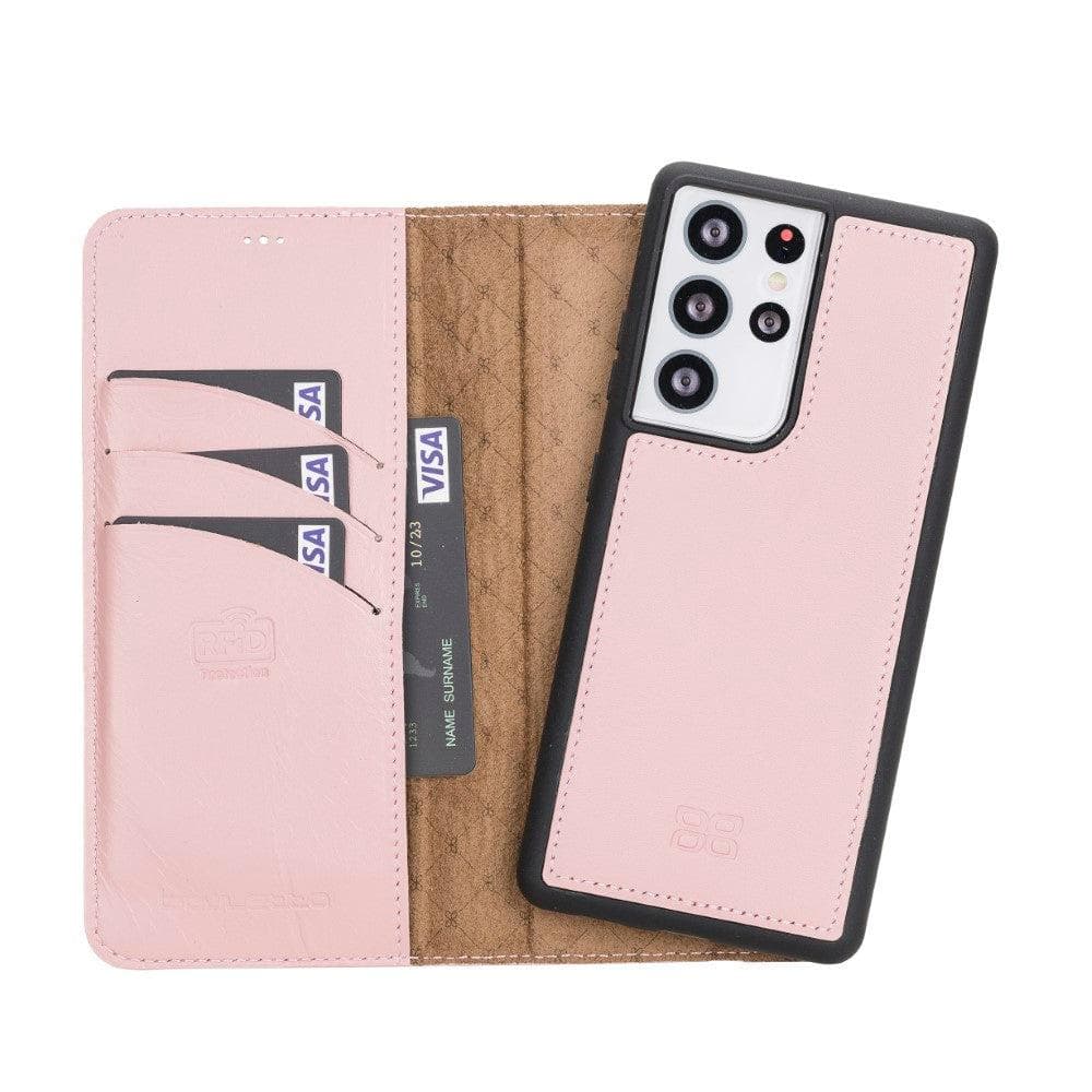 Magnetic Detachable Leather Wallet Cases for Samsung Galaxy S21 Series S21 Ultra 6.8" / Pink Bouletta LTD