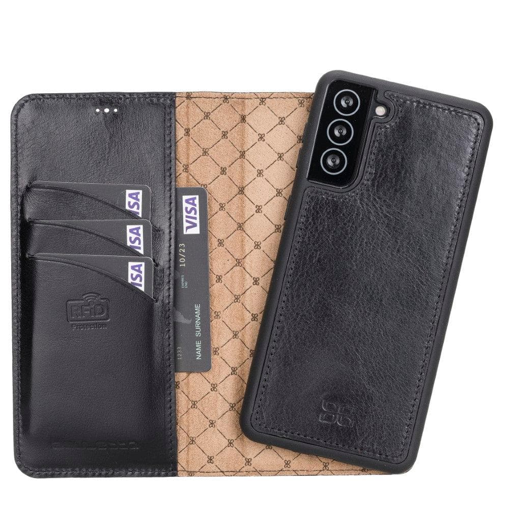 Magnetic Detachable Leather Wallet Cases for Samsung Galaxy S21 Series S21 Plus 6.7" / Black Bouletta LTD