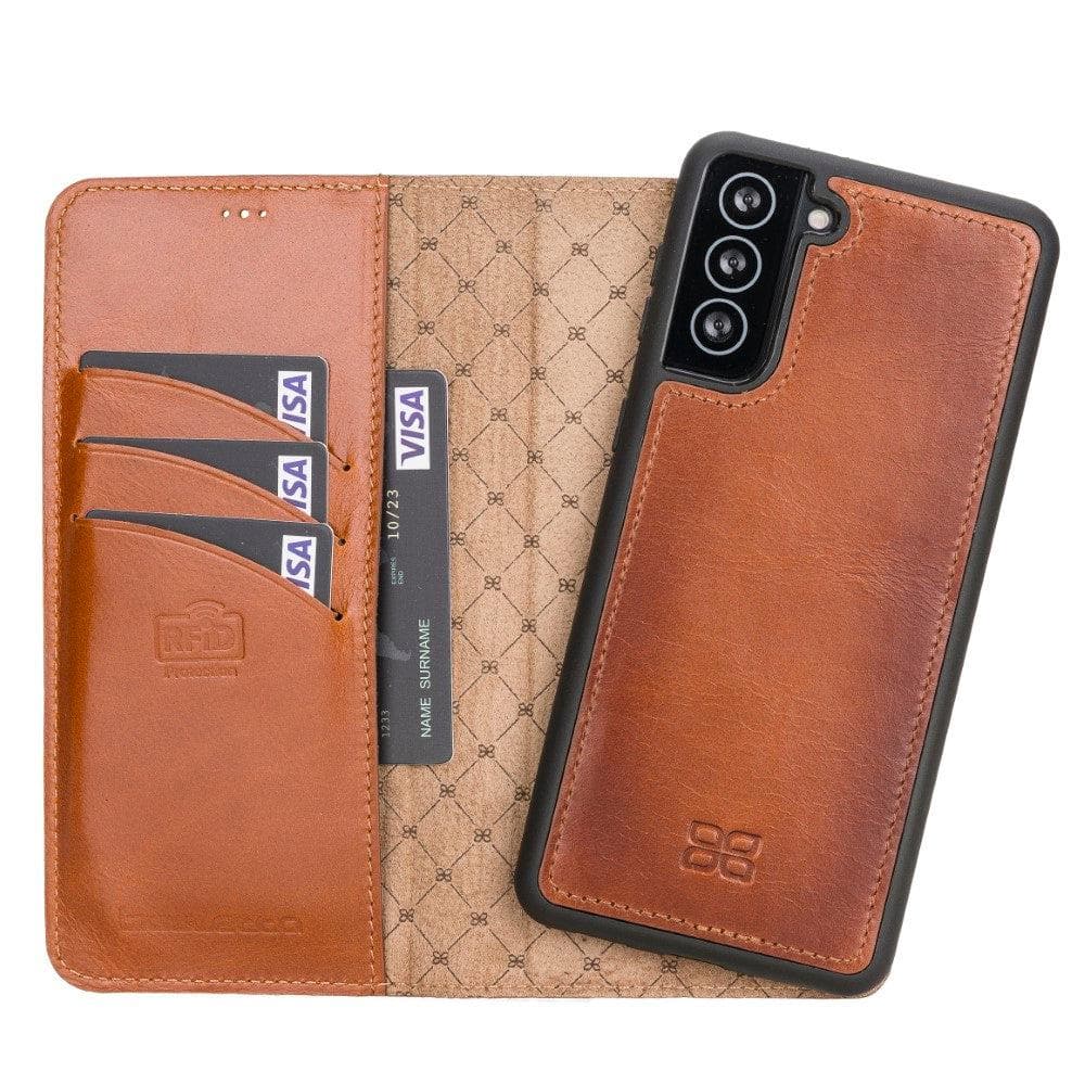 Magnetic Detachable Leather Wallet Cases for Samsung Galaxy S21 Series S21 Plus 6.7" / Tan Bouletta LTD