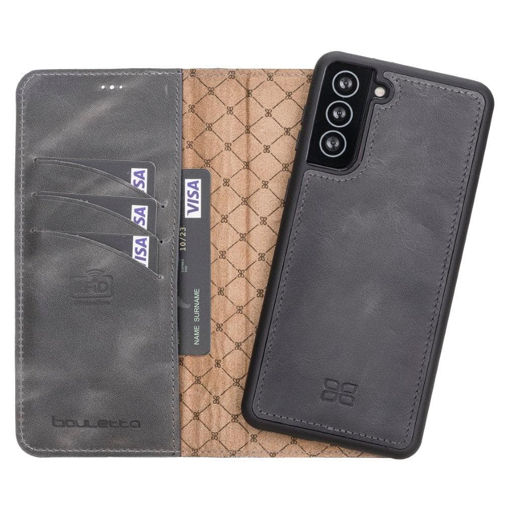 Magnetic Detachable Leather Wallet Cases for Samsung Galaxy S21 Series S21 Plus 6.7" / Gray Bouletta LTD