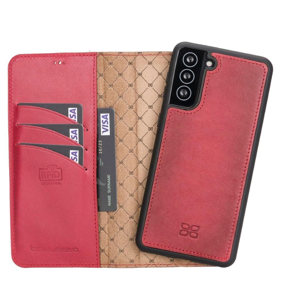 Magnetic Detachable Leather Wallet Cases for Samsung Galaxy S21 Series S21 6.2" / Red Bouletta LTD