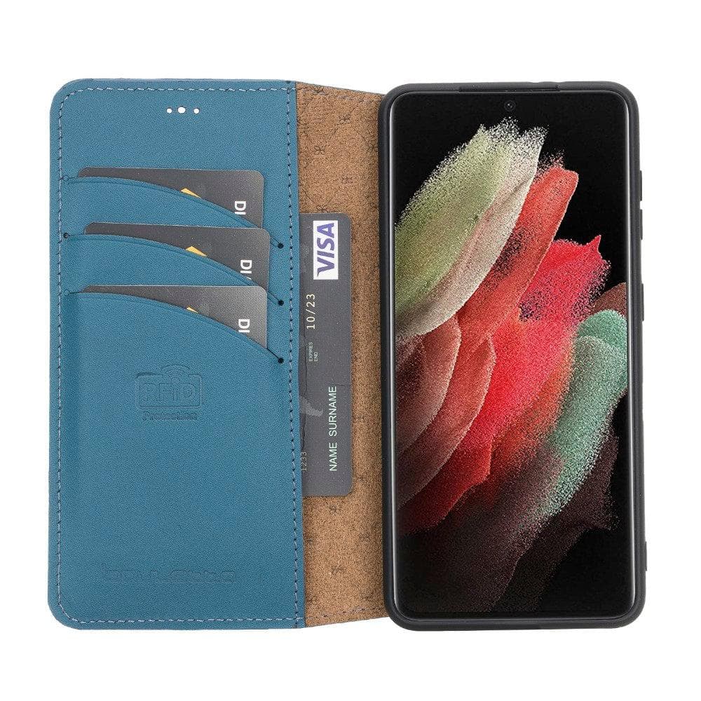 Non-Detachable Leather Wallet Cases for Samsung Galaxy S21 Series S21 Plus 6.7" / Blue Bouletta LTD