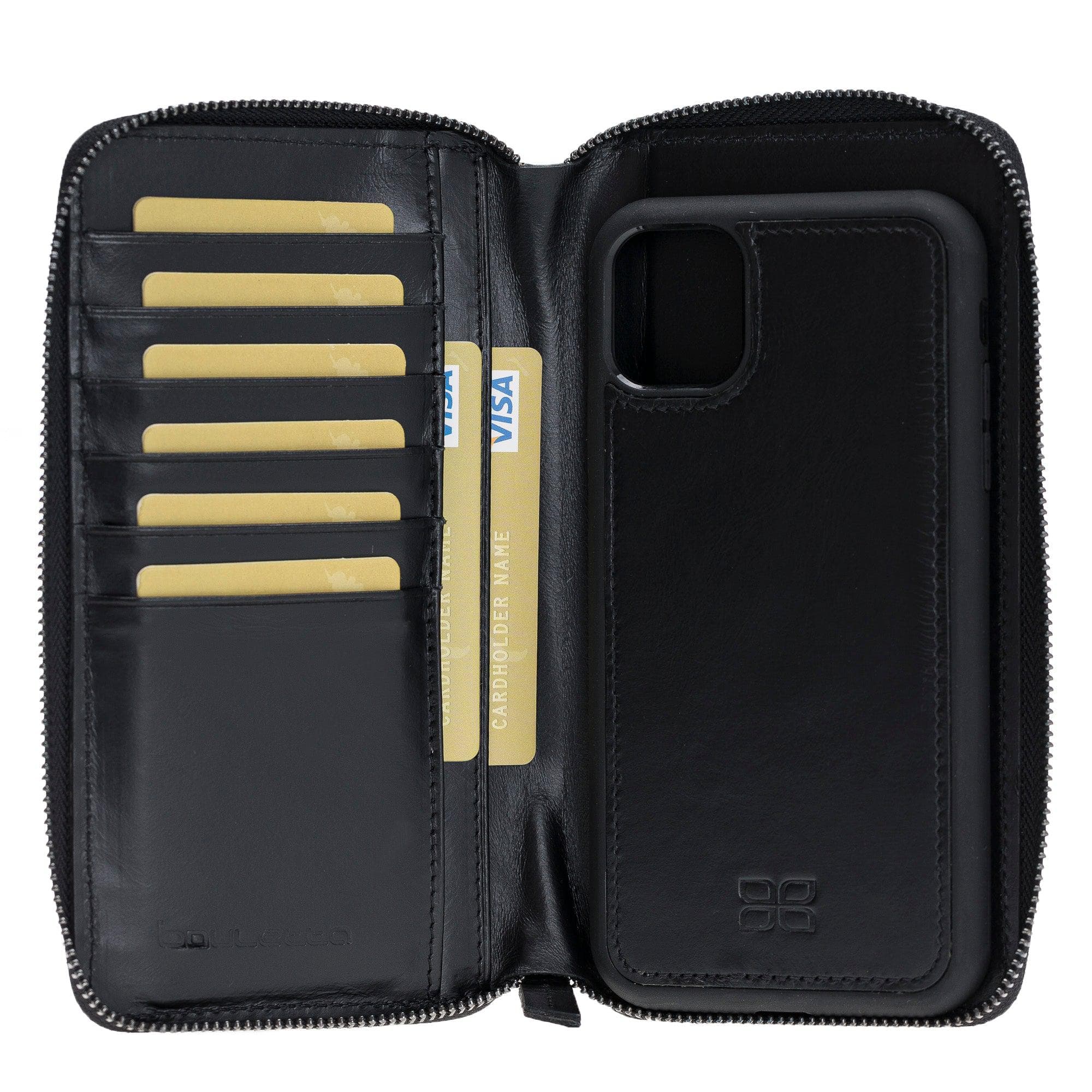 Pouch Magnetic Detachable Leather Wallet Case For Apple iPhone 11 Series İPhone 11 Promax 6.5" / Black Bouletta Shop