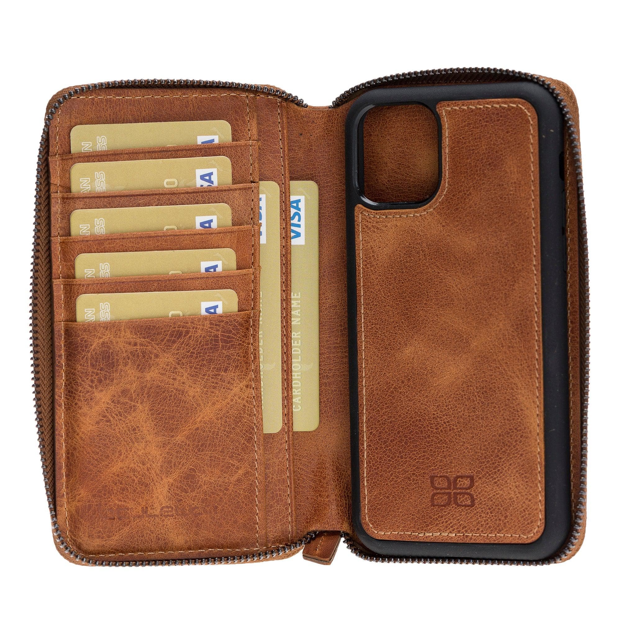 Pouch Magnetic Detachable Leather Wallet Case For Apple iPhone 11 Series iPhone 11 Pro 5.8" / Vegetal Tan Bouletta Shop