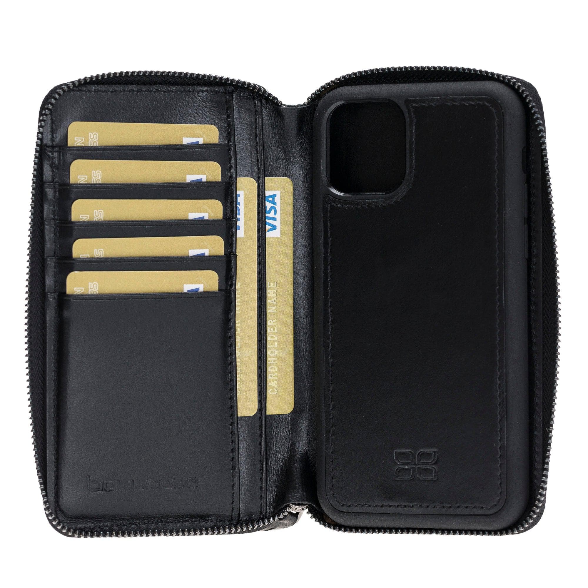 Pouch Magnetic Detachable Leather Wallet Case For Apple iPhone 11 Series iPhone 11 Pro 5.8" / Black Bouletta Shop