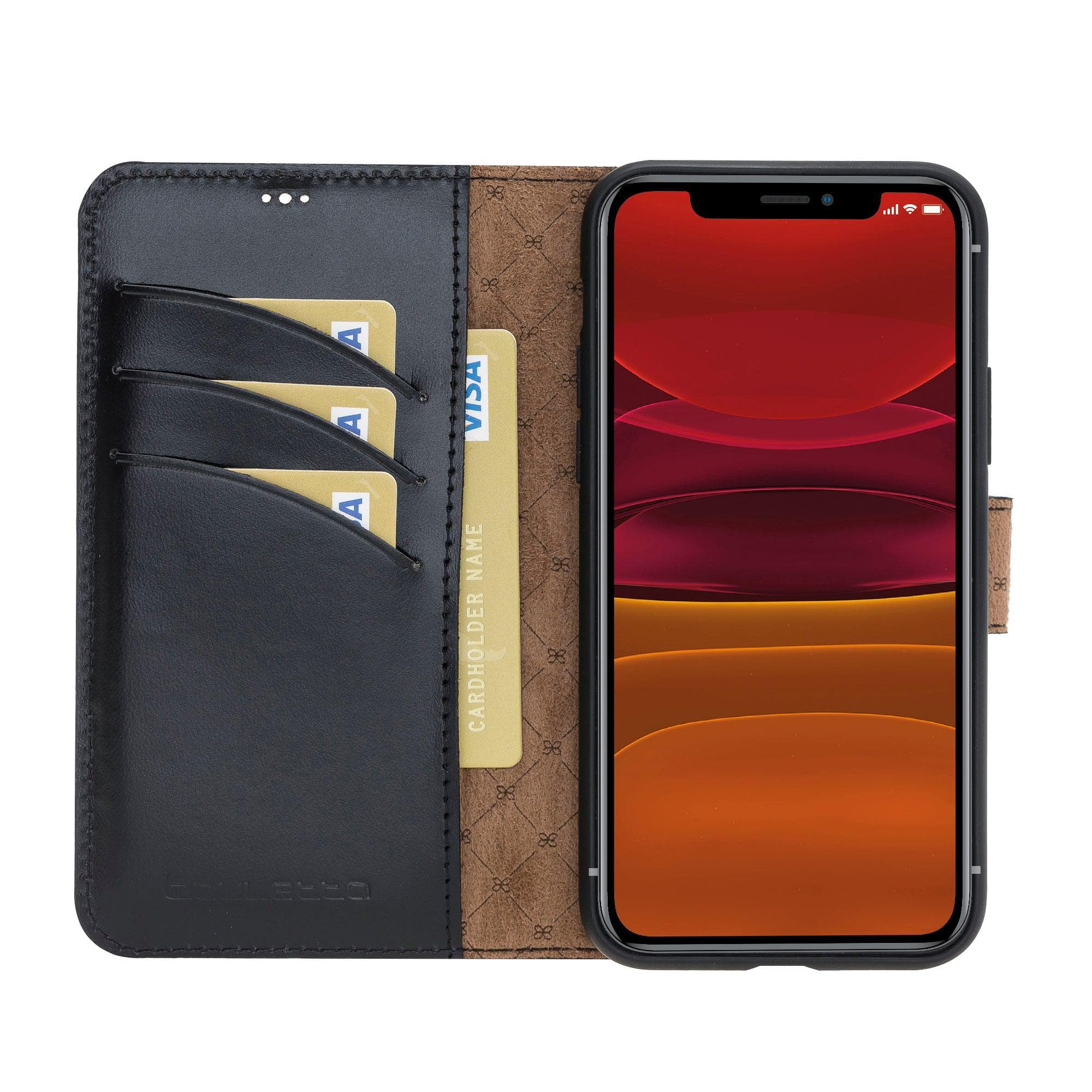 Wallet Folio with ID Slot Leather Wallet Case For Apple iPhone 11 Series iPhone 11 Pro / Black Bouletta LTD