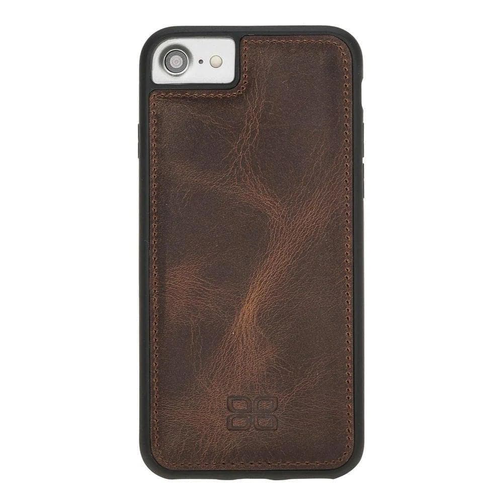Flexible Genuine Leather Back Cover for Apple iPhone SE Series iPhone SE 3rd Generation / Antic Brown Bouletta LTD