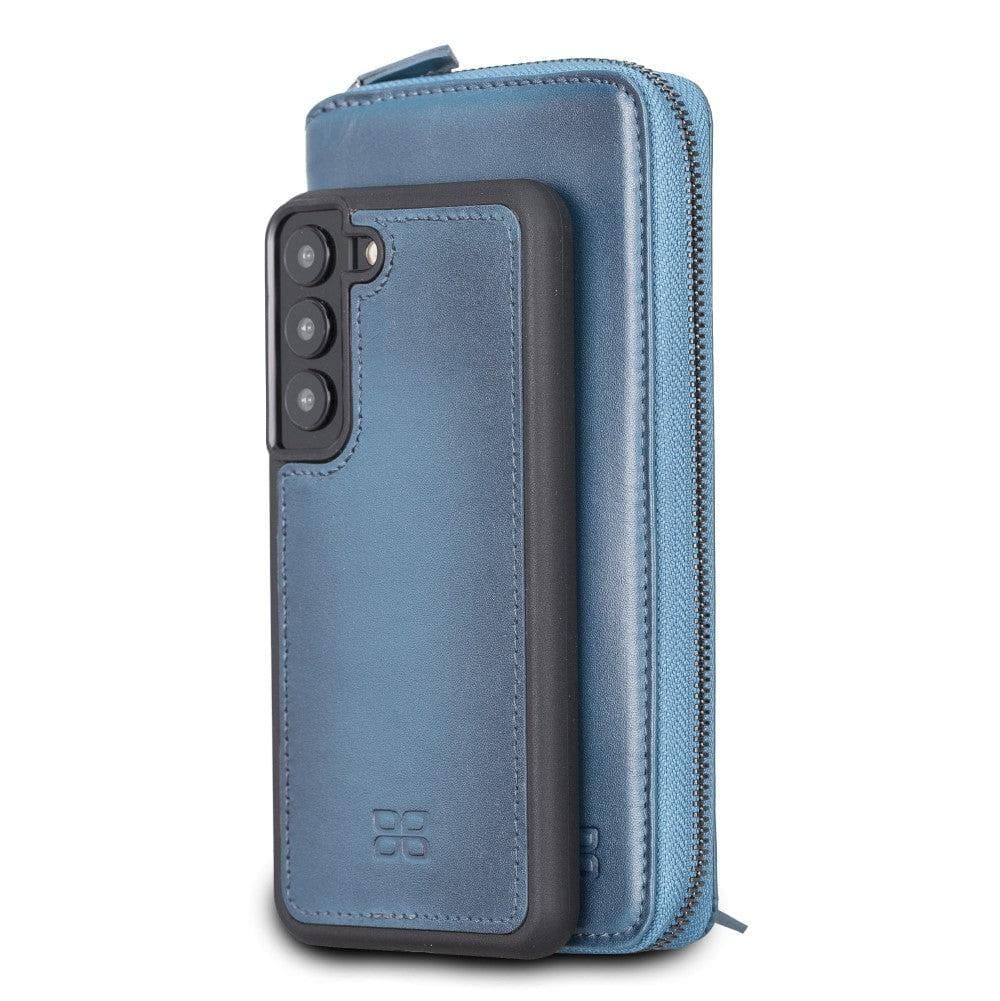 Samsung Galaxy S22 Series Zippered Leather Detachable Wallet Case S22 / Blue Bouletta LTD