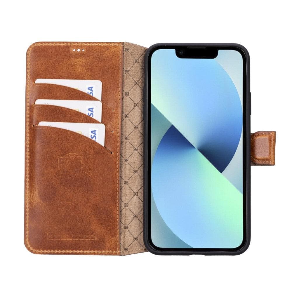 Wallet Folio with ID Slot Leather Wallet Case For Apple iPhone 11 Series İPhone 11 Promax / Vegetal Tan / Leather Bouletta LTD